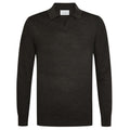Profuomo Open Collar Longsleeve Polo Donker Bruin