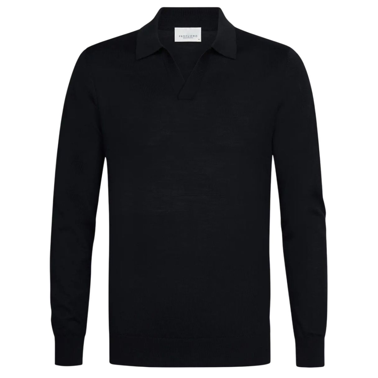 Profuomo Open Collar Longsleeve Polo Navy