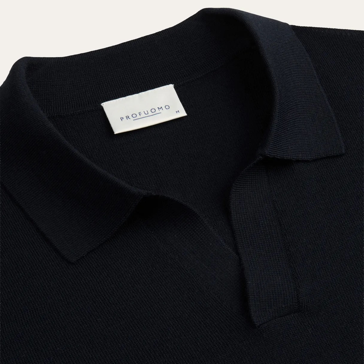 Profuomo Open Collar Longsleeve Polo Navy