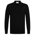 Profuomo Open Collar Longsleeve Polo Zwart