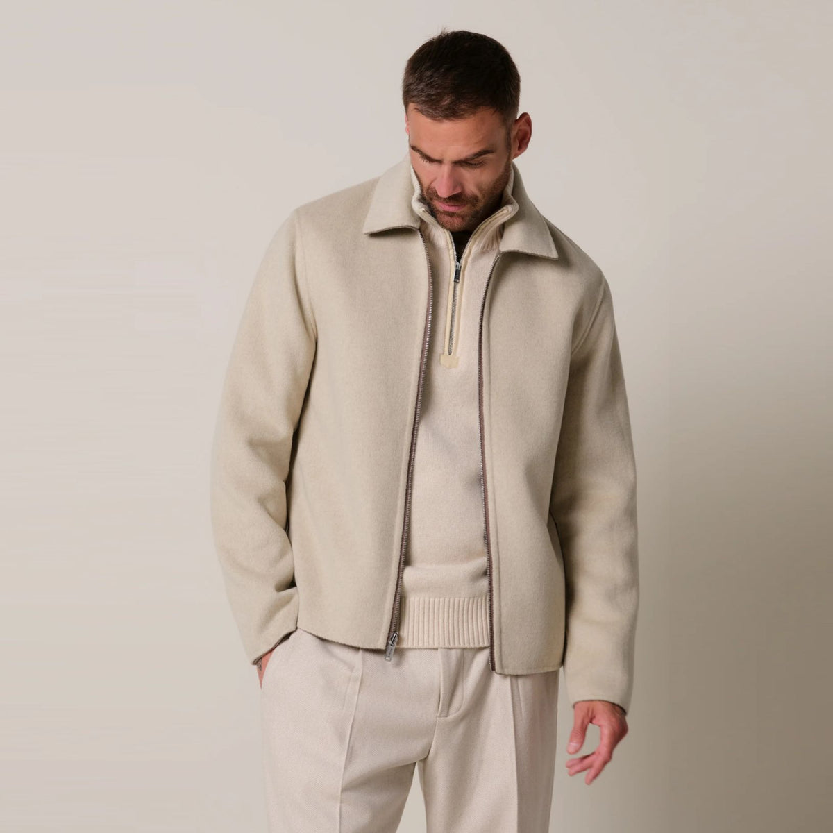 Profuomo Reversible Zip Overshirt Bruin/Beige