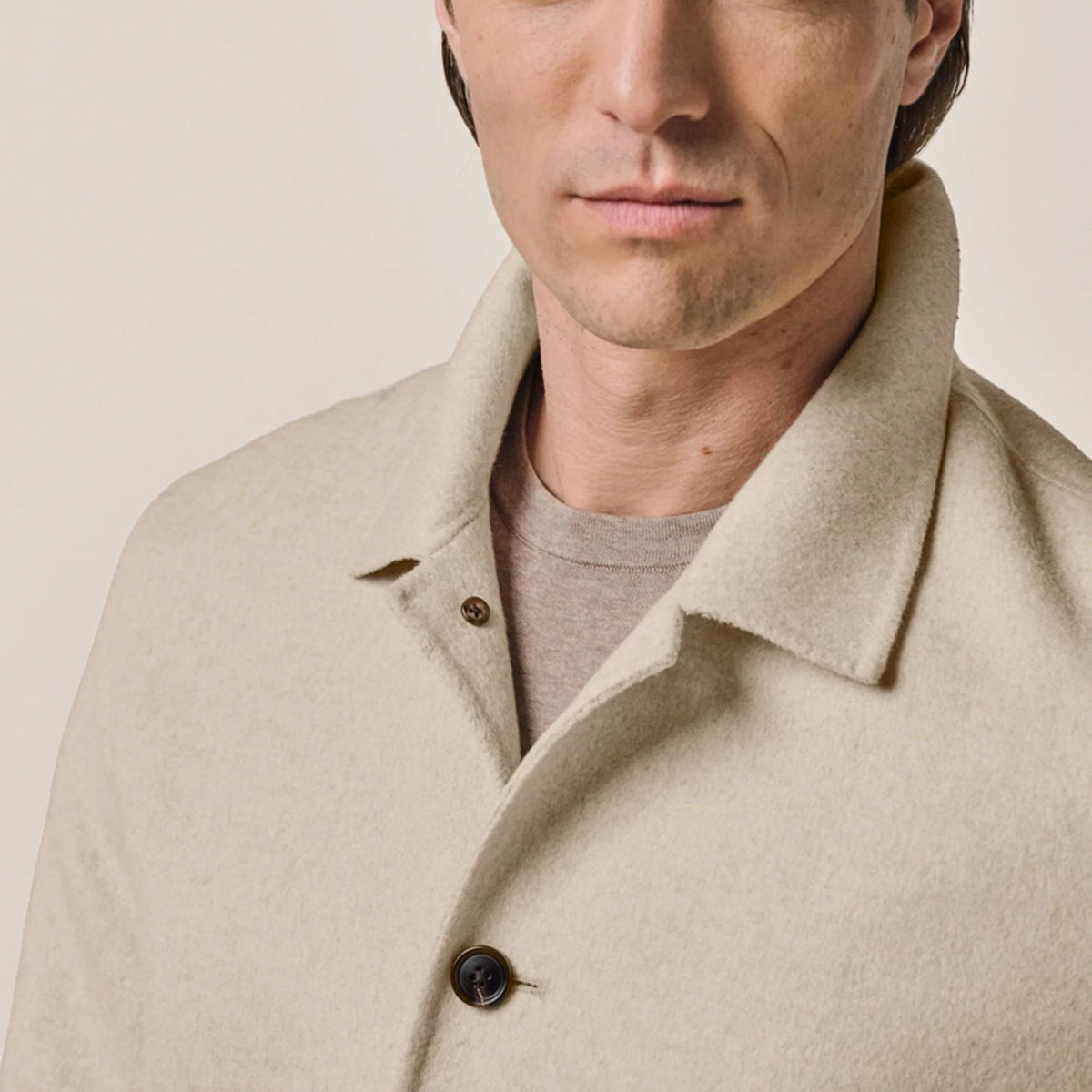 Profuomo Single Layer Wool Overshirt Beige