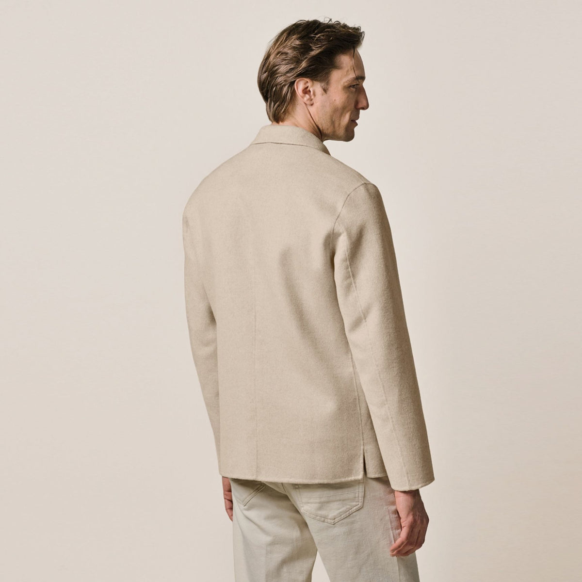 Profuomo Single Layer Wool Overshirt Beige