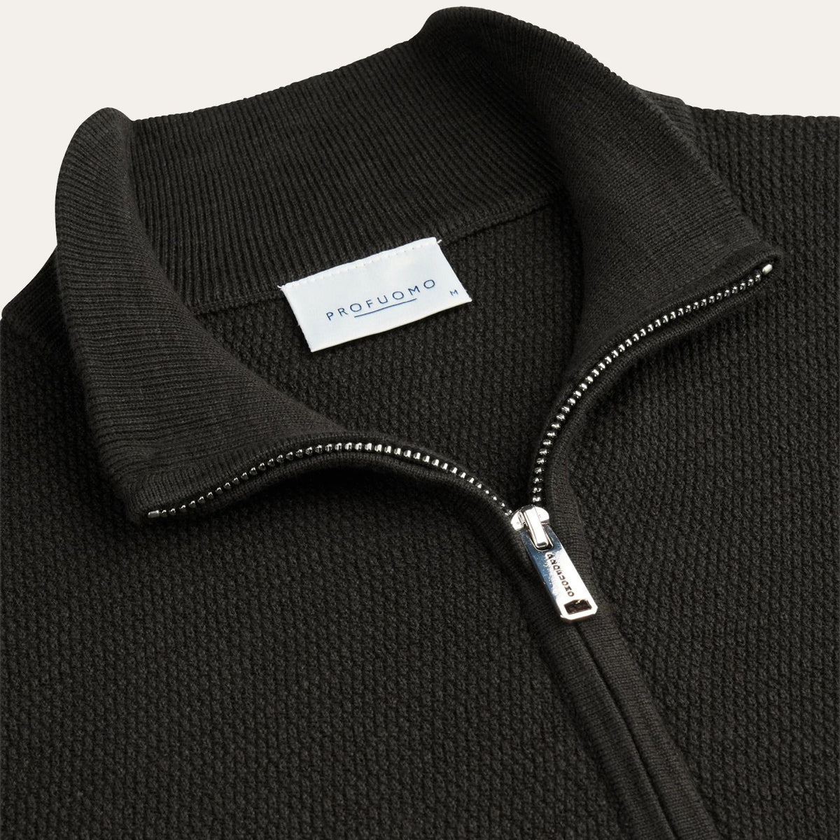 Profuomo Structured Half Zip Sweater Donker Bruin