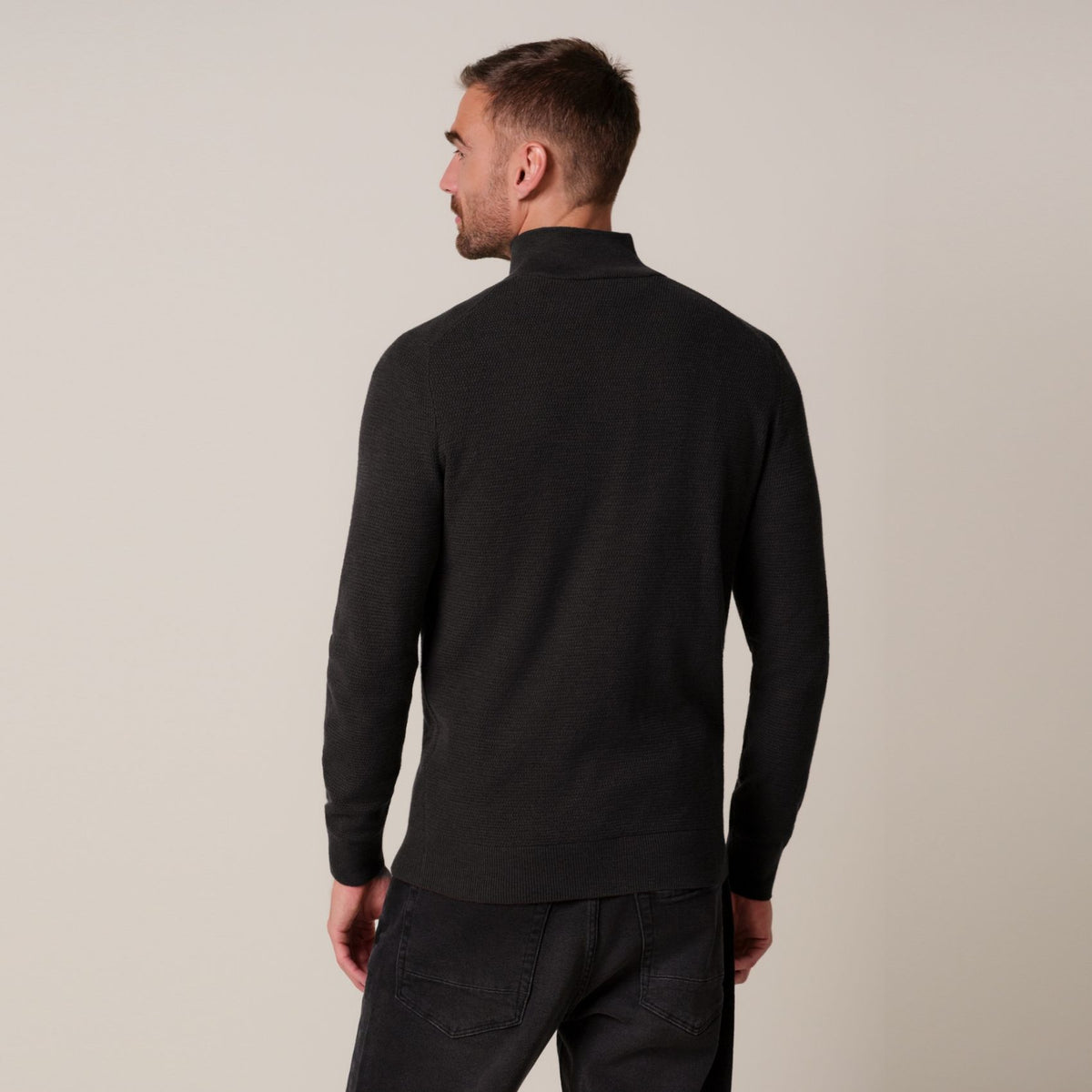 Profuomo Structured Half Zip Sweater Donker Bruin