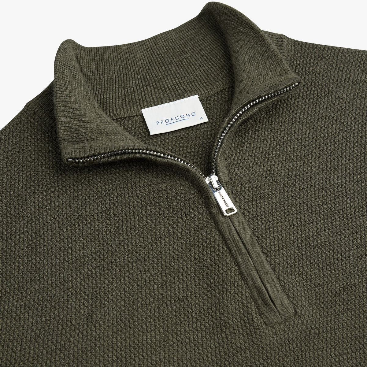 Profuomo Structured Half Zip Sweater Donker Groen