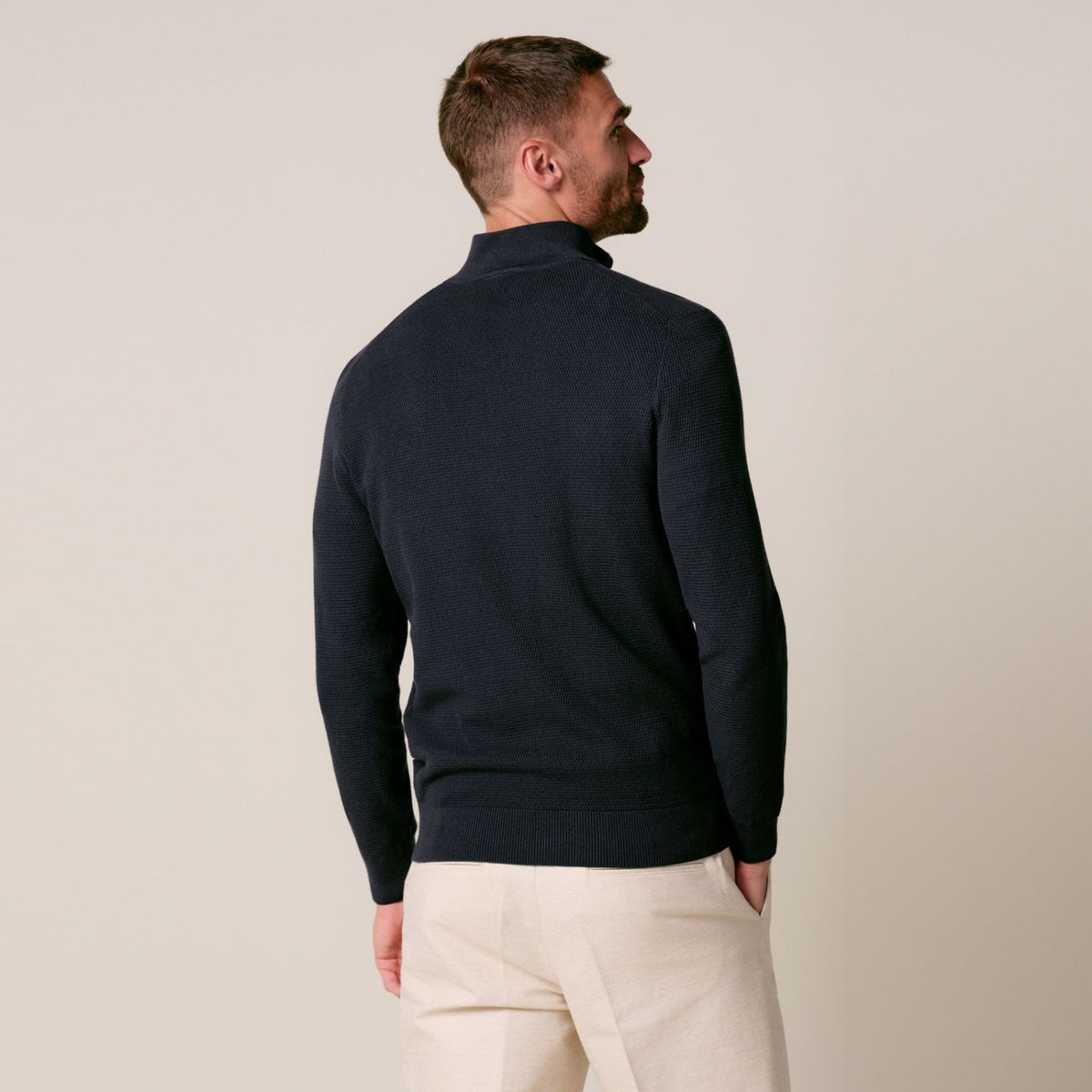 Profuomo Structured Half Zip Sweater Navy