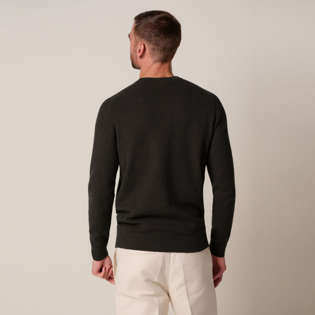 Profuomo Structured Sweater Donker Bruin