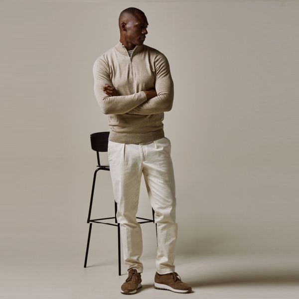 Profuomo Luxury Half Zip Sweater Beige