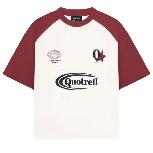 Quotrell Emilio Boxy T-shirt Off White/Rood