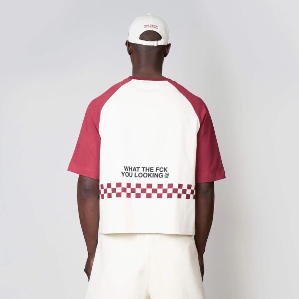 Quotrell Emilio Boxy T-shirt Off White/Rood