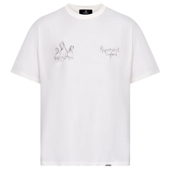 Represent Hand Drawn Thoroughbred Horses T-shirt Wit