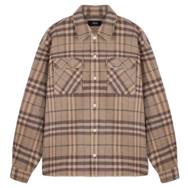 Represent Intial Print Flannel Overshirt Bruin
