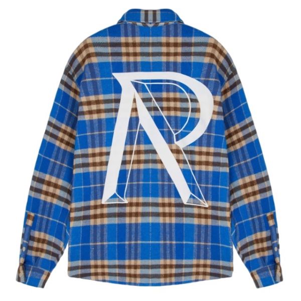 Represent Intial Print Flannel Overshirt Kobalt