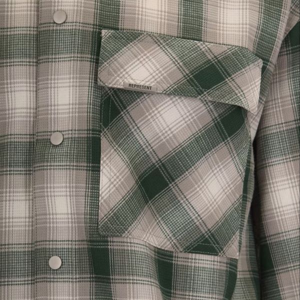 Represent Waffle Flannel Overshirt Donker Groen/Wit