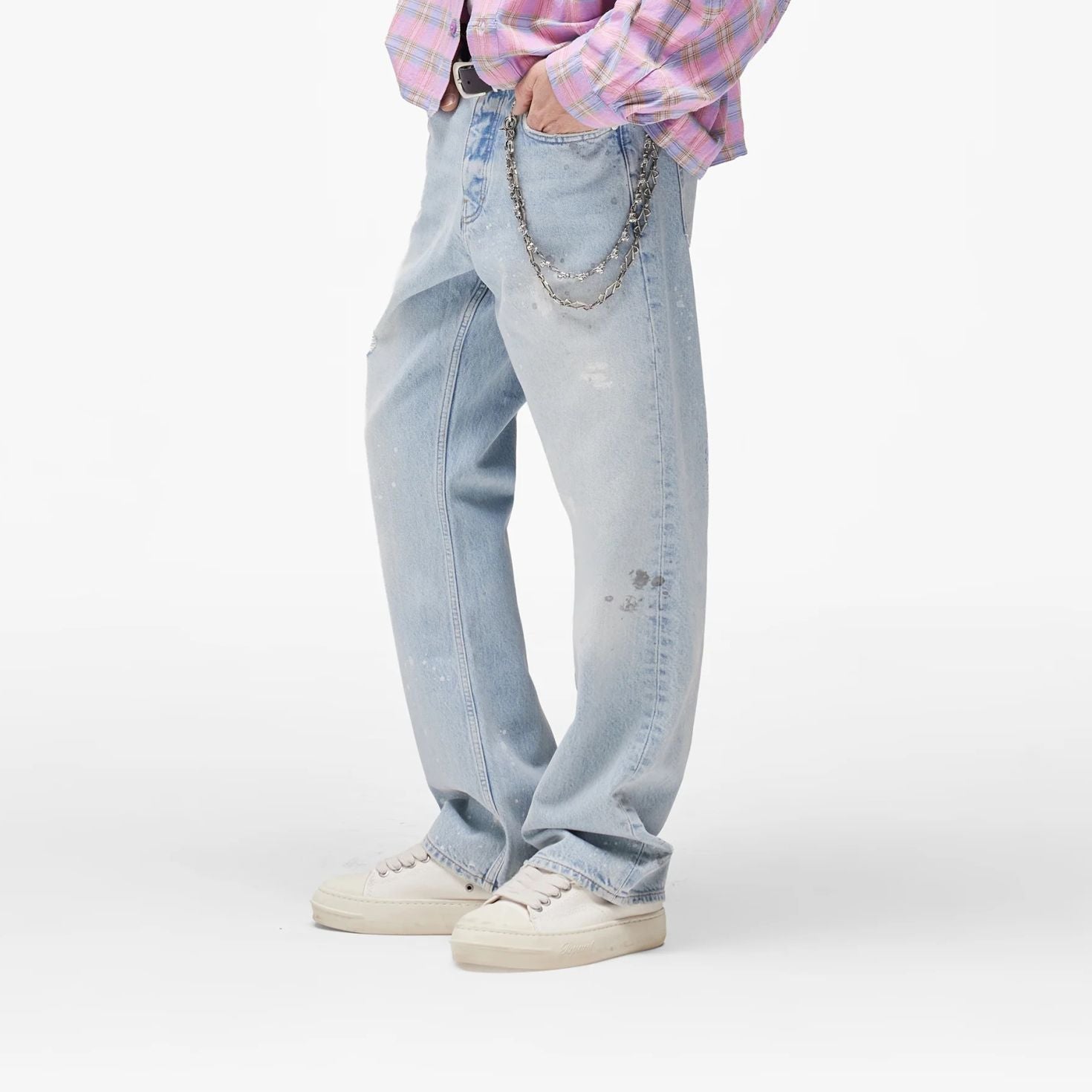 Represent Painted Denim Jeans Licht blauw
