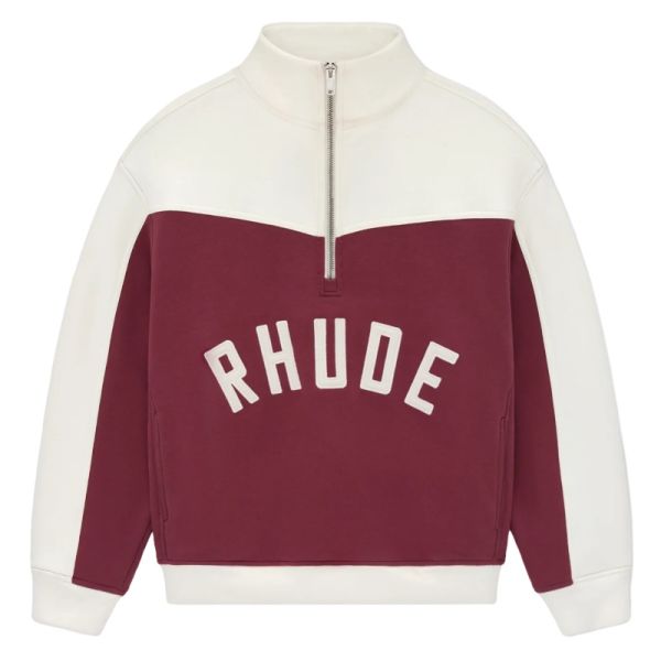 Rhude Chamonix Quarter Zip Sweater Off White/Bordeaux