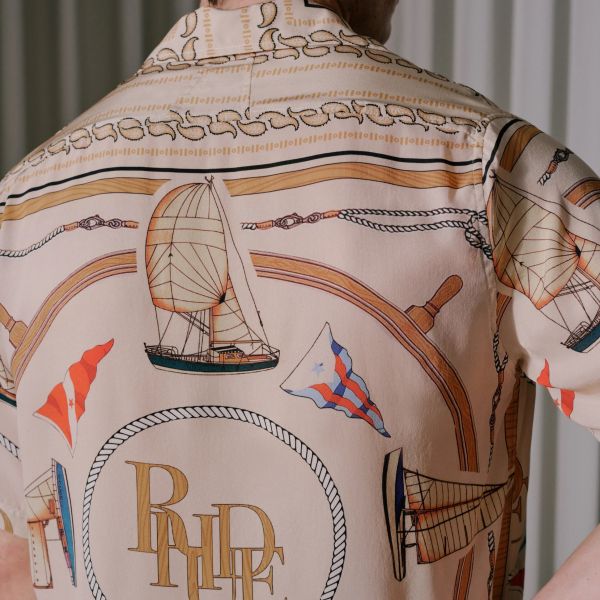 Rhude Nautica Silk Overhemd Beige
