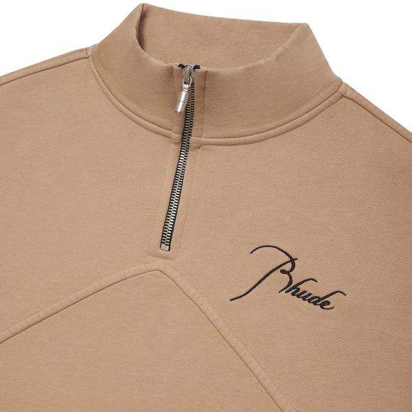 rhude quarte zip sweater beige