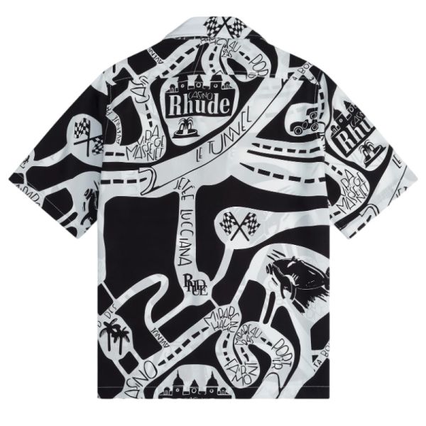 Rhude Strada Silk Overhemd Zwart/Wit