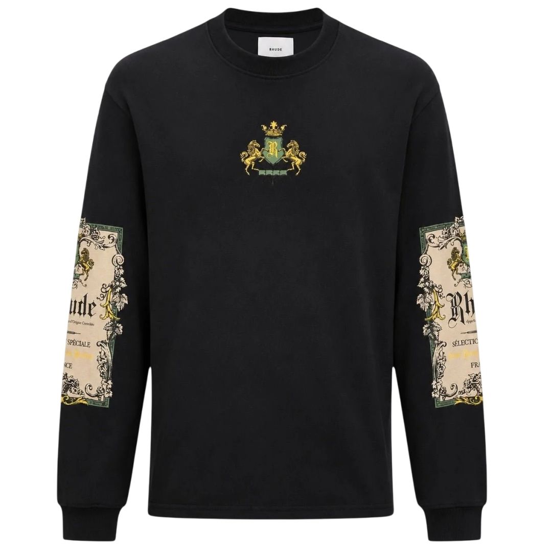 Rhude Bordeaux Reserve Longsleeve T-shirt Zwart