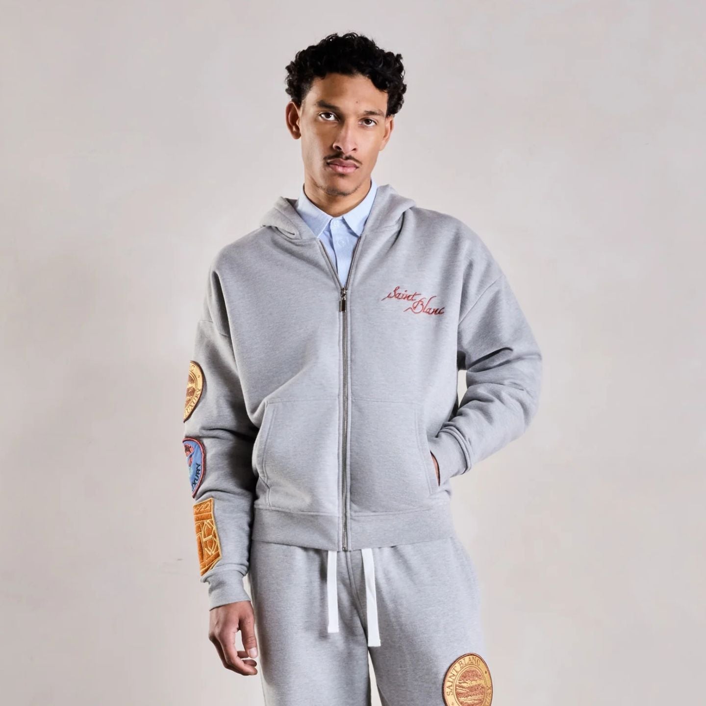 Saint Blanc Applique Vest Grijs