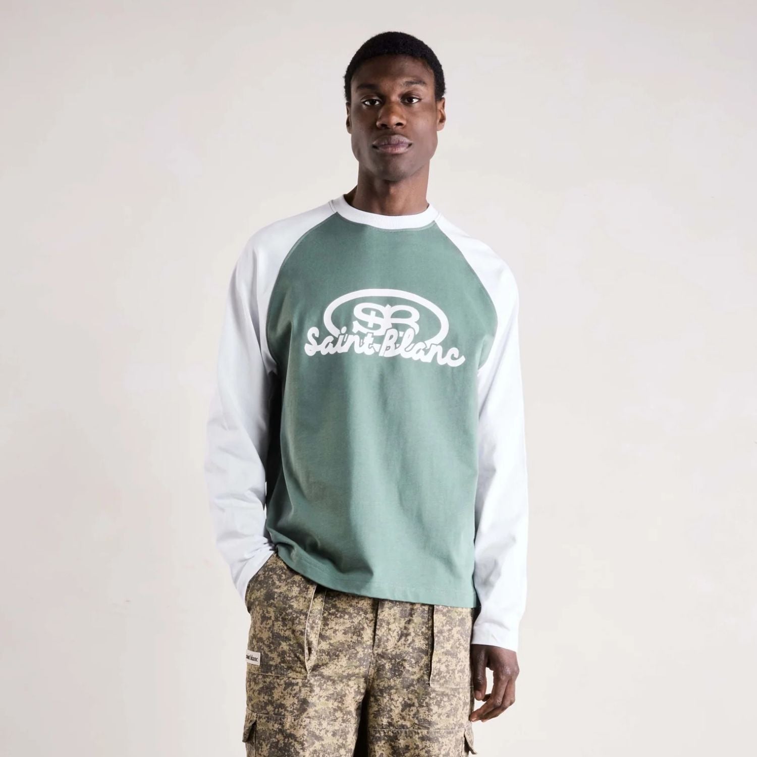 Saint Blanc Blend Logo Raglan Longsleeve T-shirt Groen/Wit