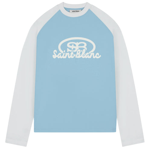 Saint Blanc Blend Logo Raglan Longsleeve T-shirt Licht Blauw/Wit