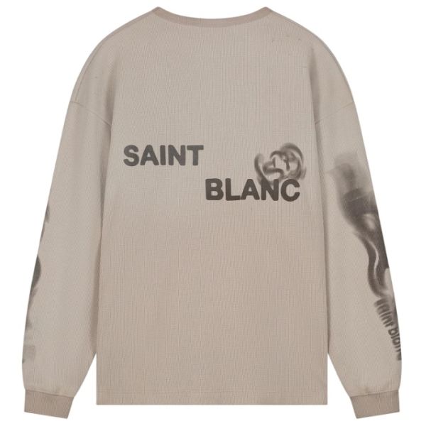 Saint Blanc Blur Waffle Knit Longsleeve T-shirt Beige