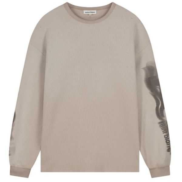 Saint Blanc Blur Waffle Knit Longsleeve T-shirt Beige