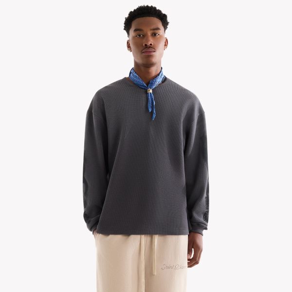 Saint Blanc Blur Waffle Knit Longsleeve T-shirt Grijs