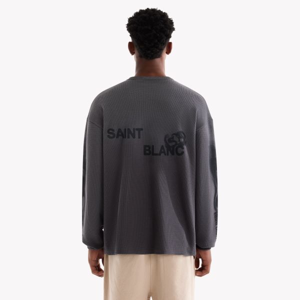 Saint Blanc Blur Waffle Knit Longsleeve T-shirt Grijs