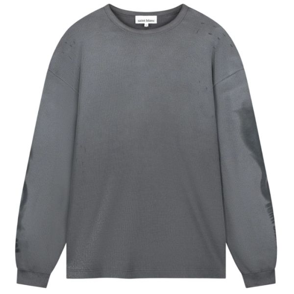 Saint Blanc Blur Waffle Knit Longsleeve T-shirt Grijs