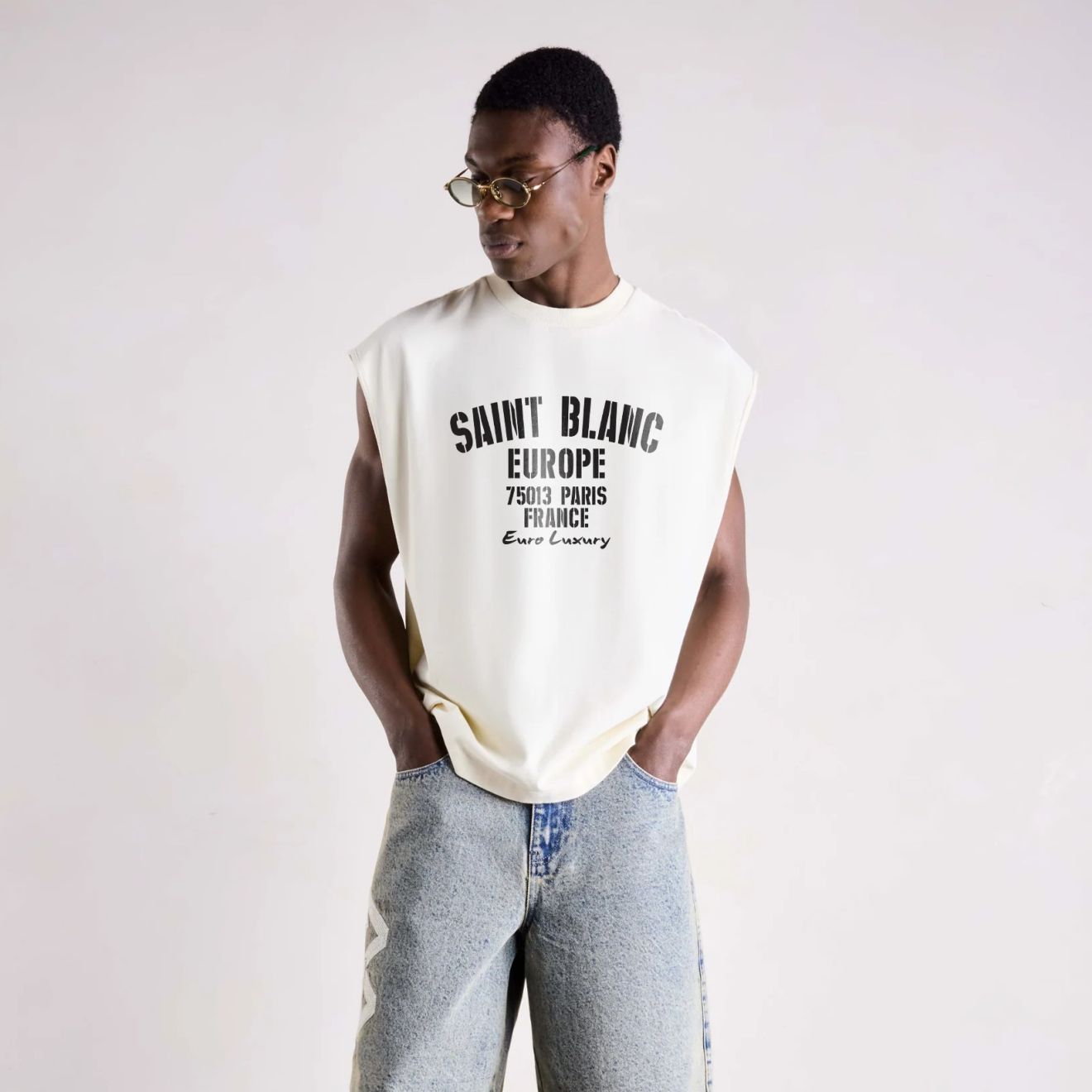Saint Blanc Euro Luxury Sleeveless Top Off White