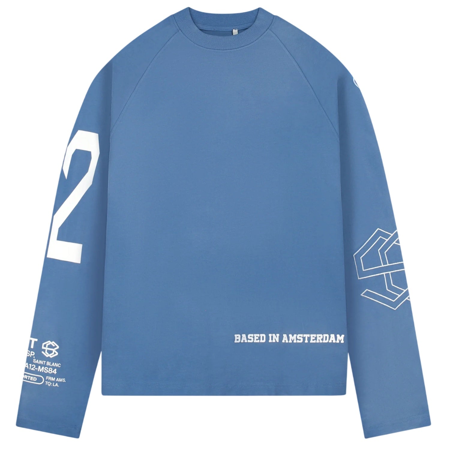 Saint Blanc Multi Logo Raglan Longsleeve T-shirt Blauw