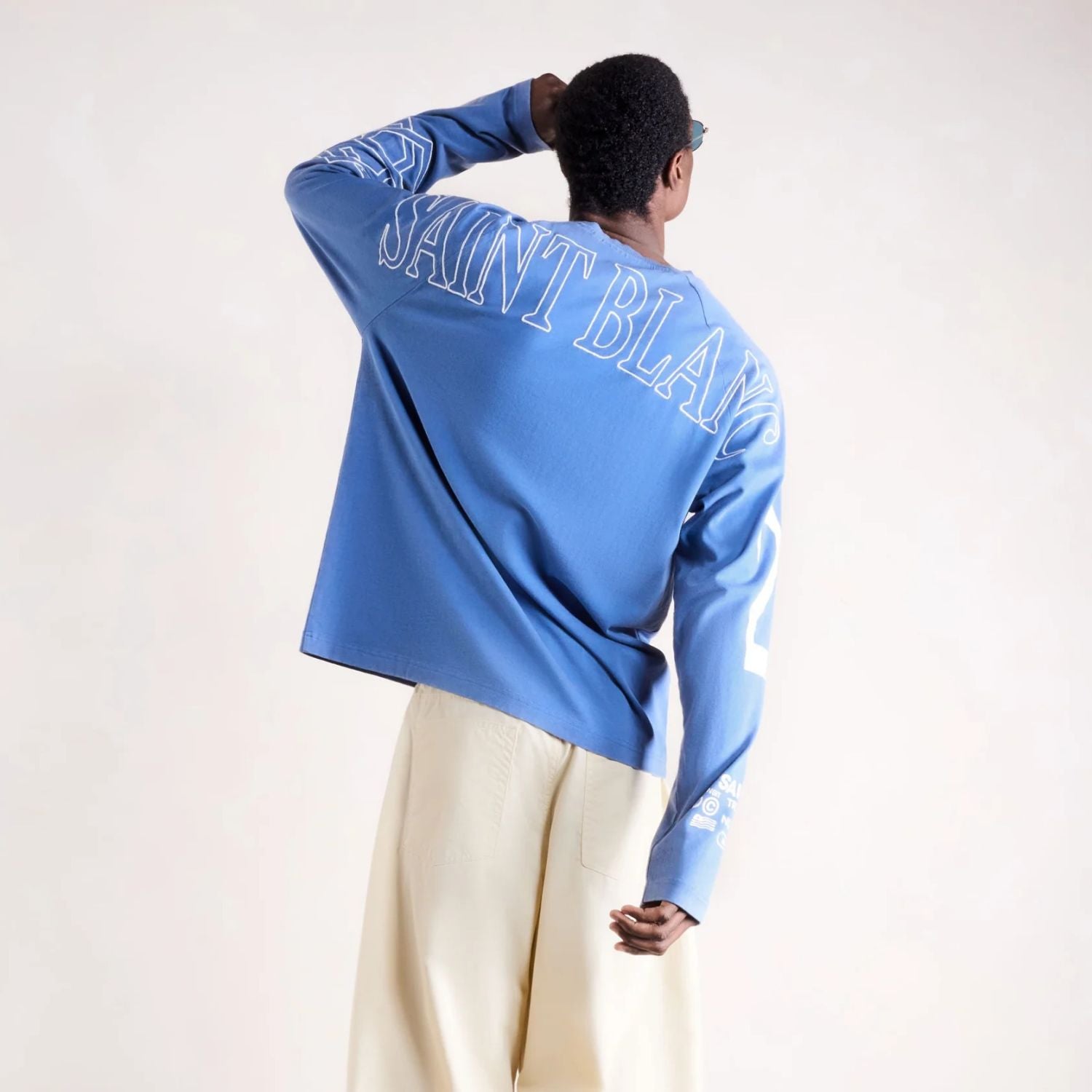 Saint Blanc Multi Logo Raglan Longsleeve T-shirt Blauw