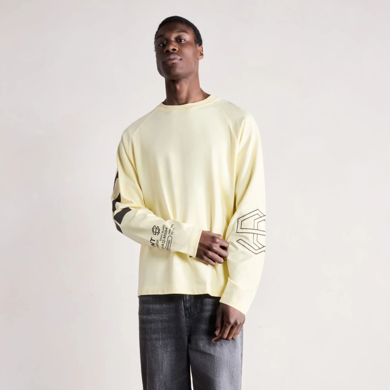 Saint Blanc Multi Logo Raglan Longsleeve T-shirt Geel