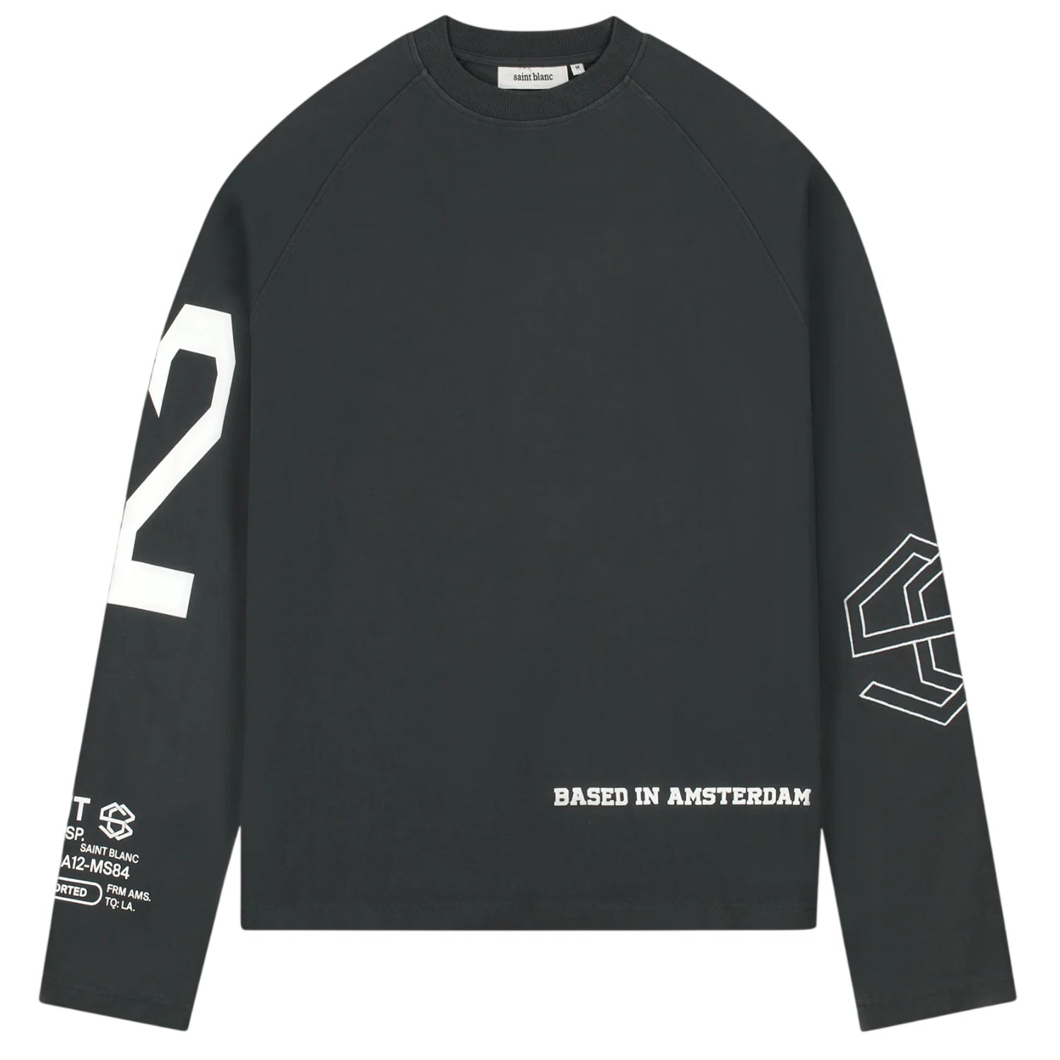 Saint Blanc Multi Logo Raglan Longsleeve T-shirt Zwart