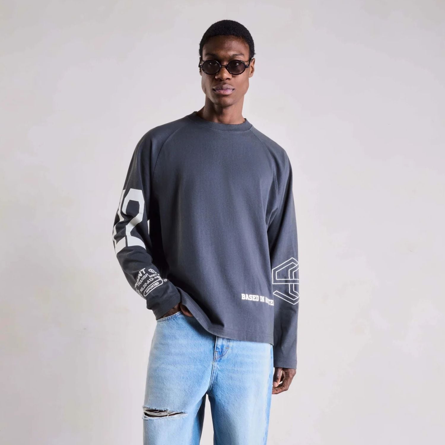 Saint Blanc Multi Logo Raglan Longsleeve T-shirt Zwart