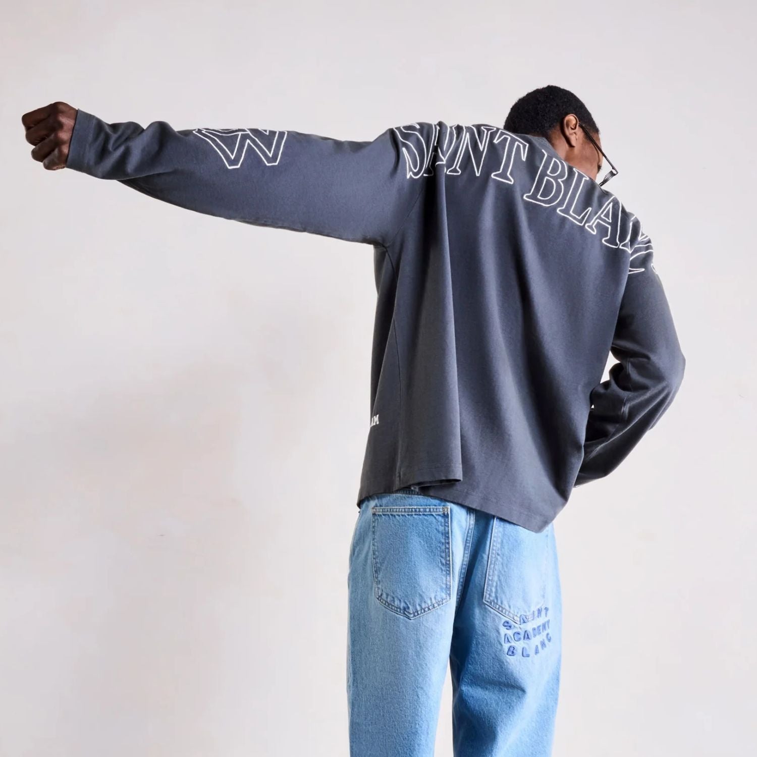 Saint Blanc Multi Logo Raglan Longsleeve T-shirt Zwart
