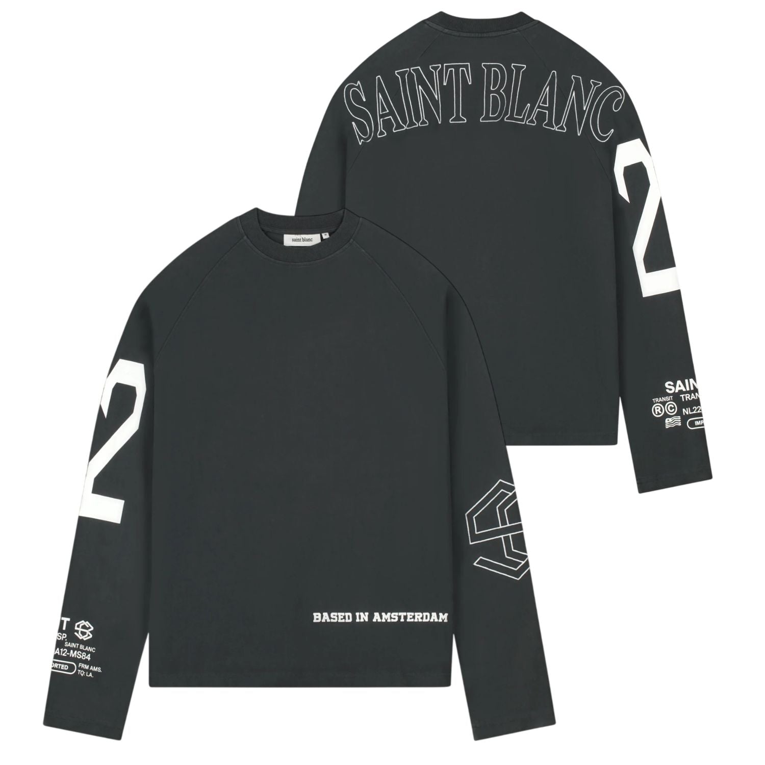 Saint Blanc Multi Logo Raglan Longsleeve T-shirt Zwart