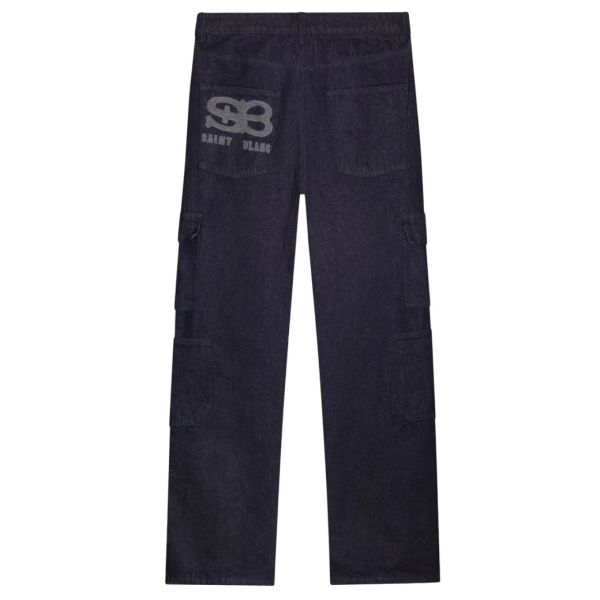Saint Blanc Multi Pocket Script Jeans Donker Blauw