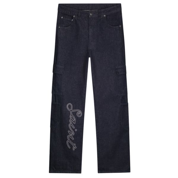 Saint Blanc Multi Pocket Script Jeans Donker Blauw