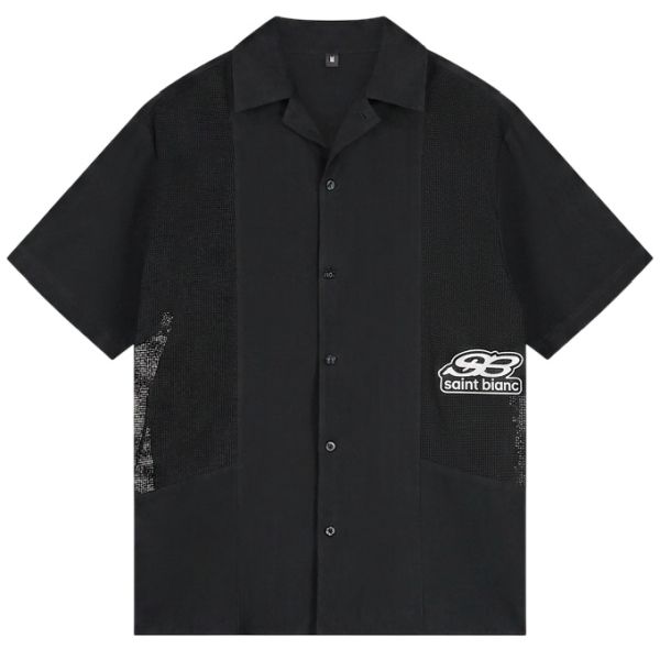 Saint Blanc Paneled Logo Overhemd Zwart