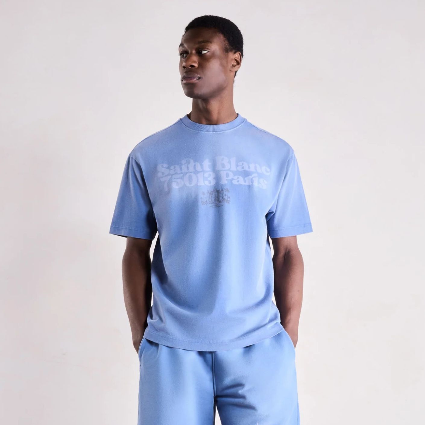 Saint Blanc Postcode T-shirt Licht Blauw