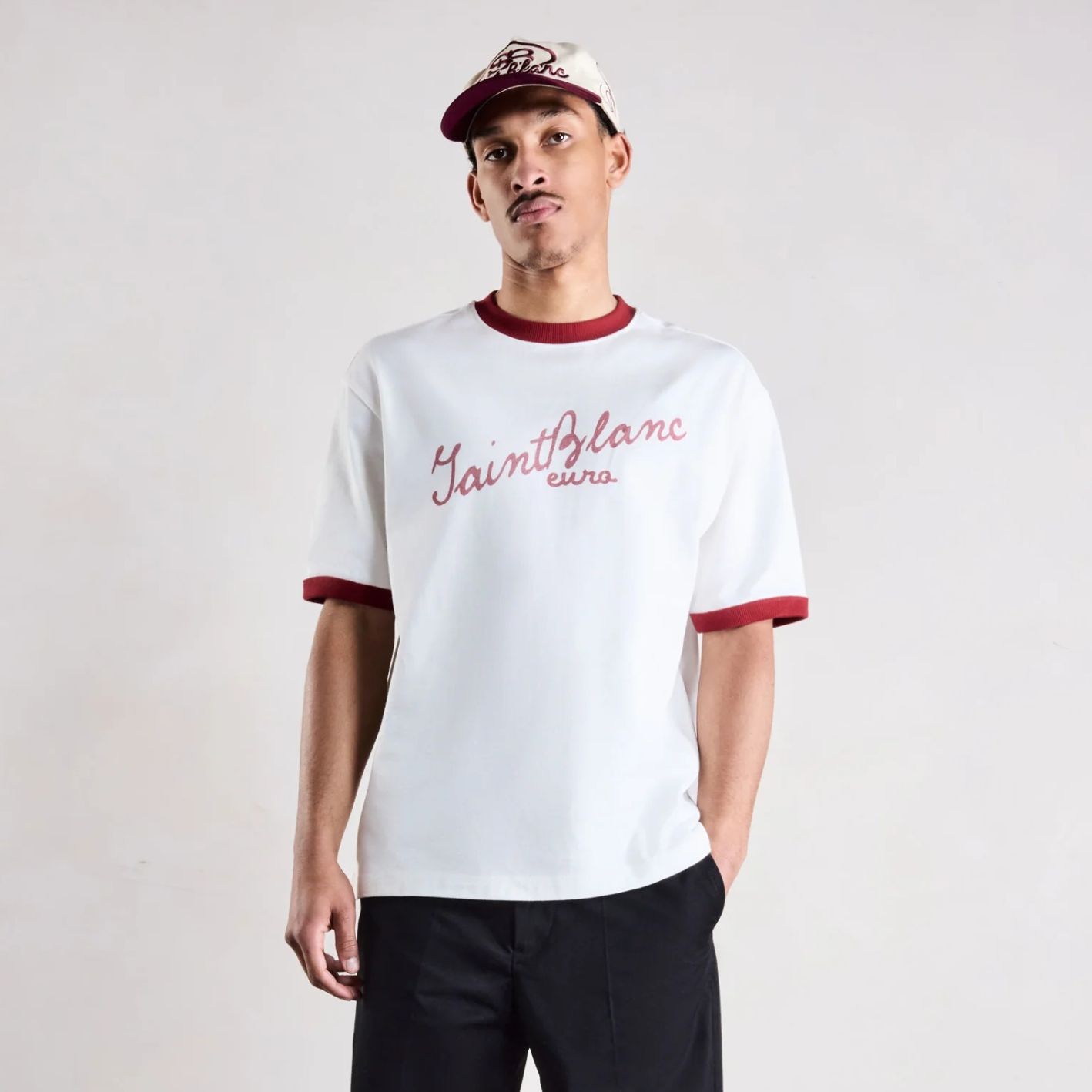 Saint Blanc Scribble Ringer T-shirt Wit