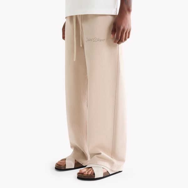 Saint Blanc Stitched Linen Broek Beige
