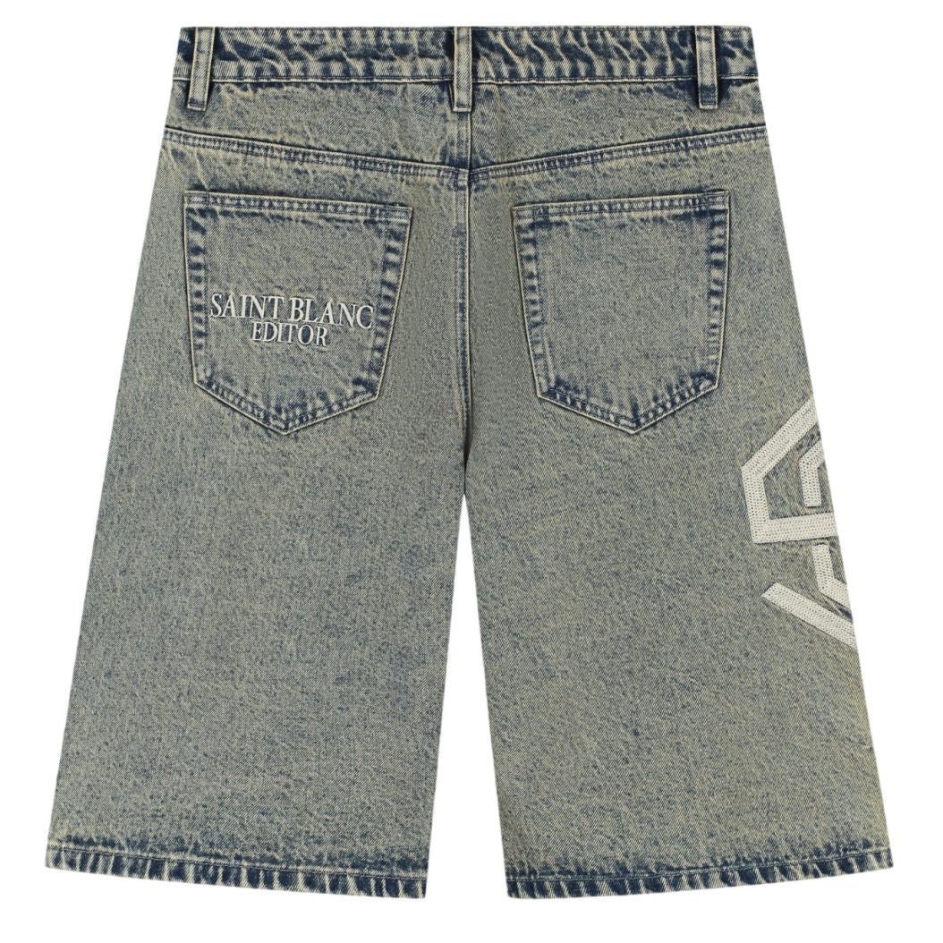 Saint Blanc Washed Denim Korte Broek Blauw