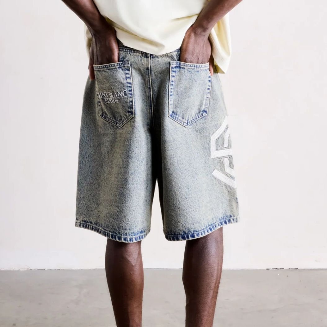Saint Blanc Washed Denim Korte Broek Blauw