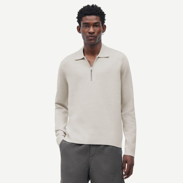 Samsøe Samsøe Saguna Half Zip Longsleeve Polo Beige